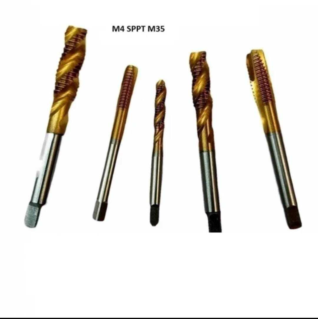 M4 Sppt M35 Hss-e Tin Coated - M35 Material For Hard Processing | Silver And Gold Color, Suitable For Cnc Machine Operations