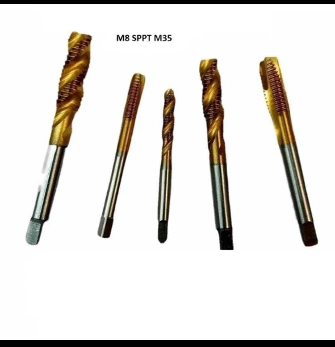 M8 Sppt M35 Hss-e Tin Coated - M35 Material, Cnc Machining Compatibility | Silver And Gold Finish For Processing Stainless And Die Steel Parts