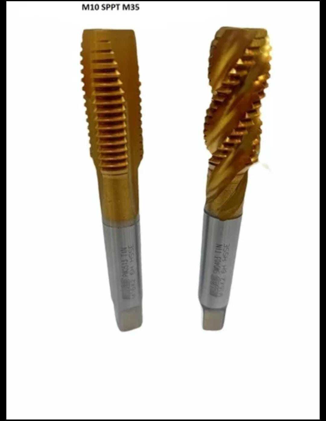 M10 Sppt M35 Hss-e Tin Coated - M35 High Speed Steel, Silver And Gold Finish | Optimized For Cnc Machine Processing Of Stainless And Die Steel Parts