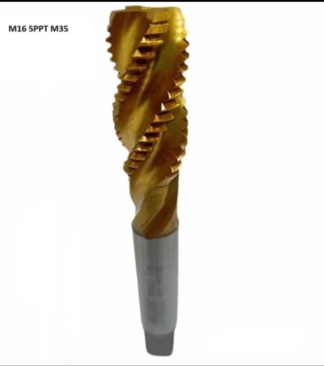 M16 Sppt M35 Hss-e Tin Coated - M35 High Speed Steel, Cnc Machine Compatible, Silver And Gold Finish | Ideal For Stainless Steel And Die Steel Processing