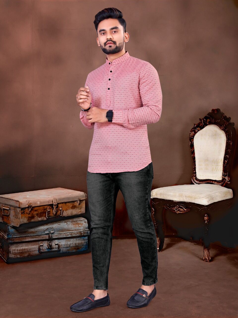 Mens  Cotton Short Kurta