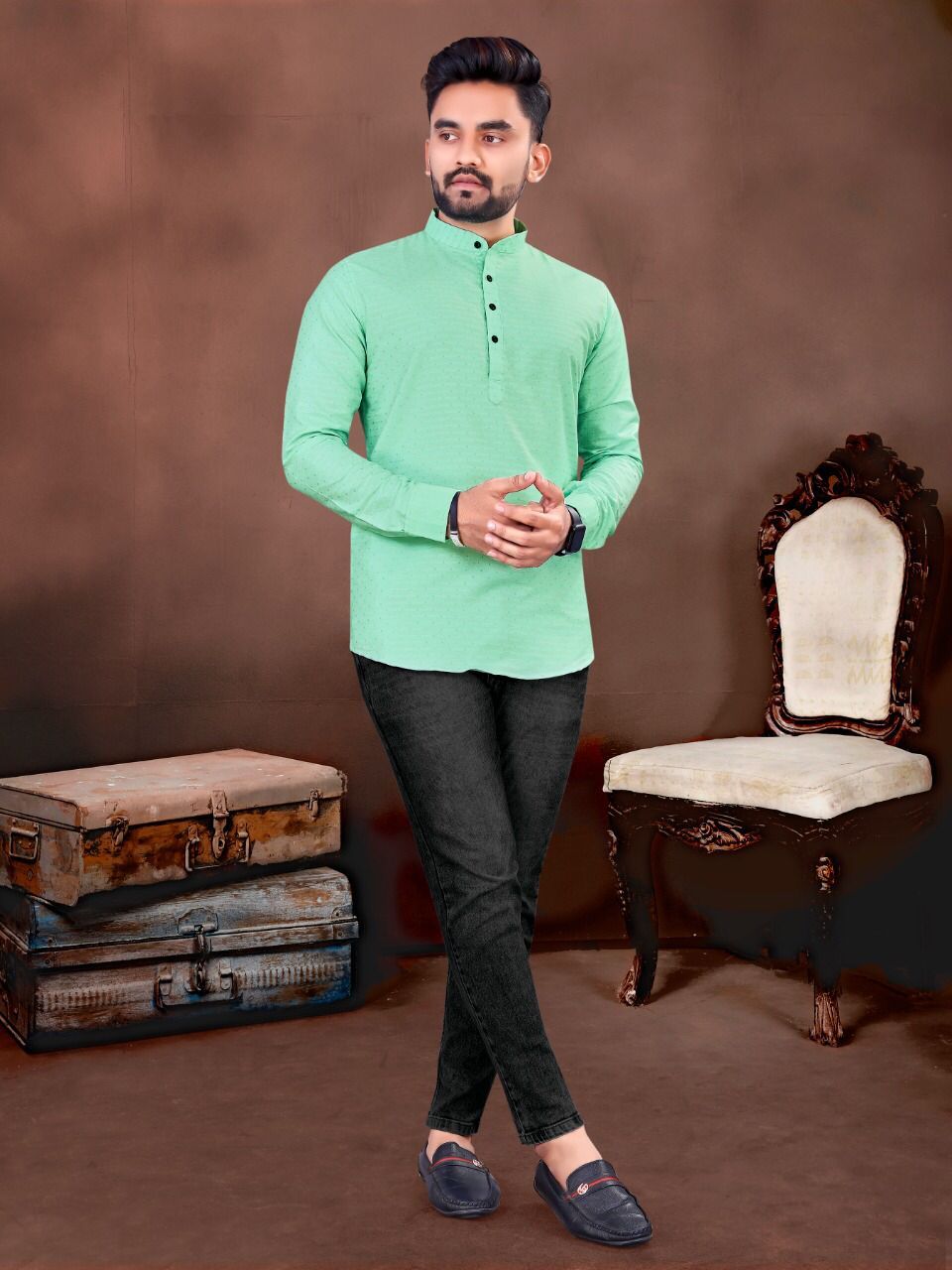 Mens  Cotton Short Kurta