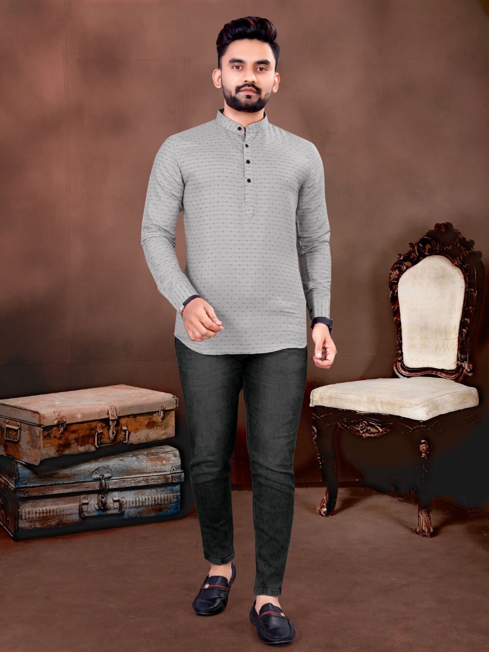 Mens  Cotton Short Kurta