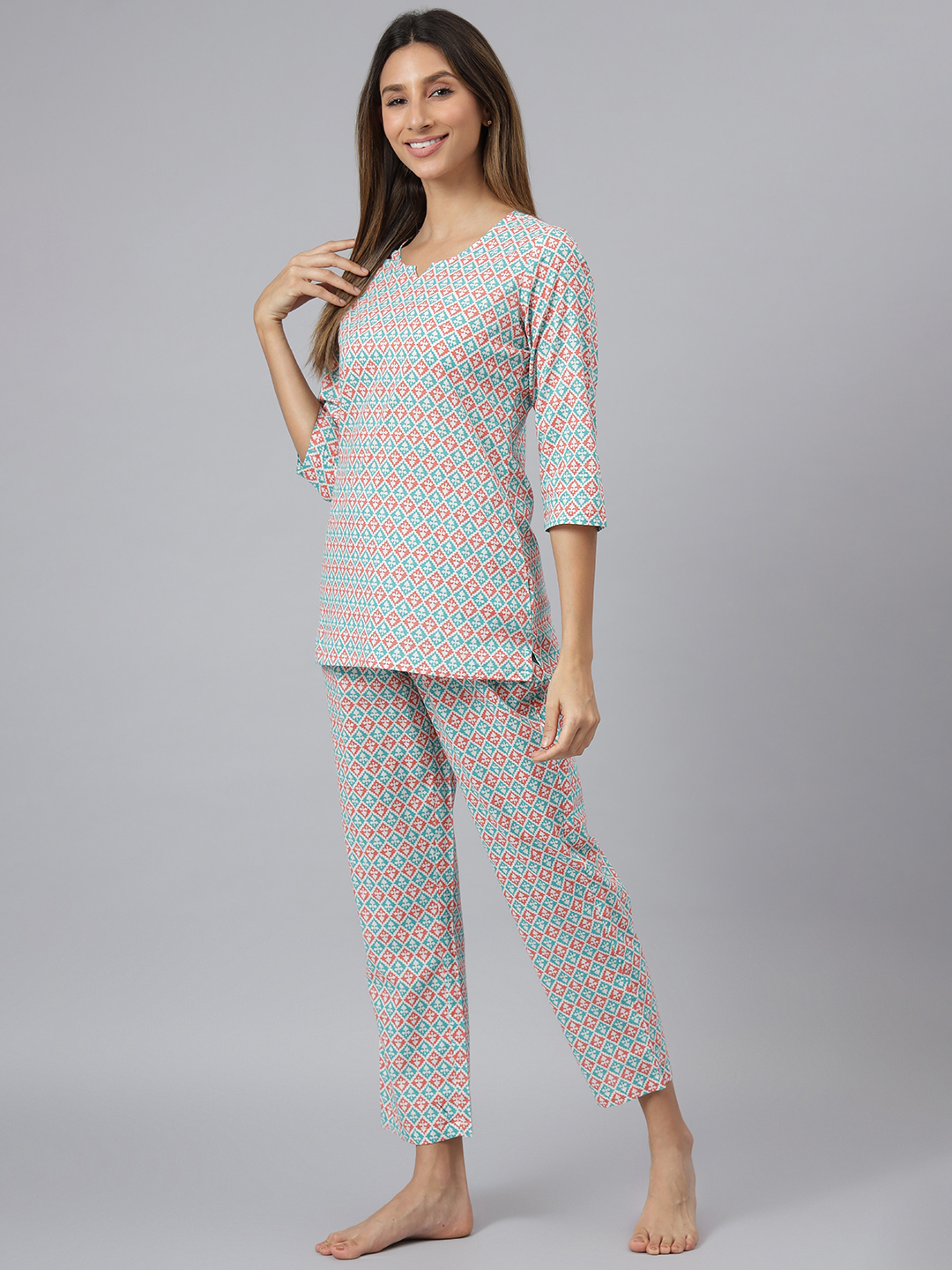 Women Night Suit - Cotton S-xxl | Multi Color Printed Design Full Sleeves Trendy Washable Nighty