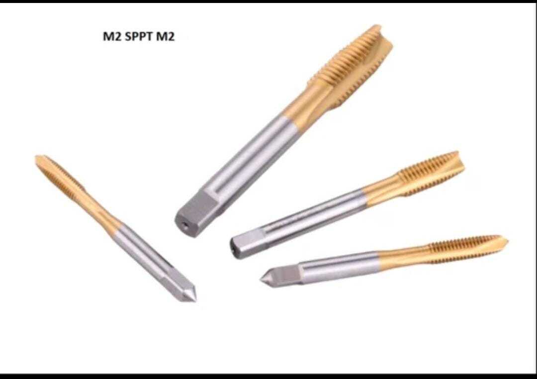 M2 Sppt M2 Hss-e Tin Coated Taps - High Speed Steel, Silver And Gold Finish | Designed For Cnc Machine Usage, Enhanced Abrasion Resistance