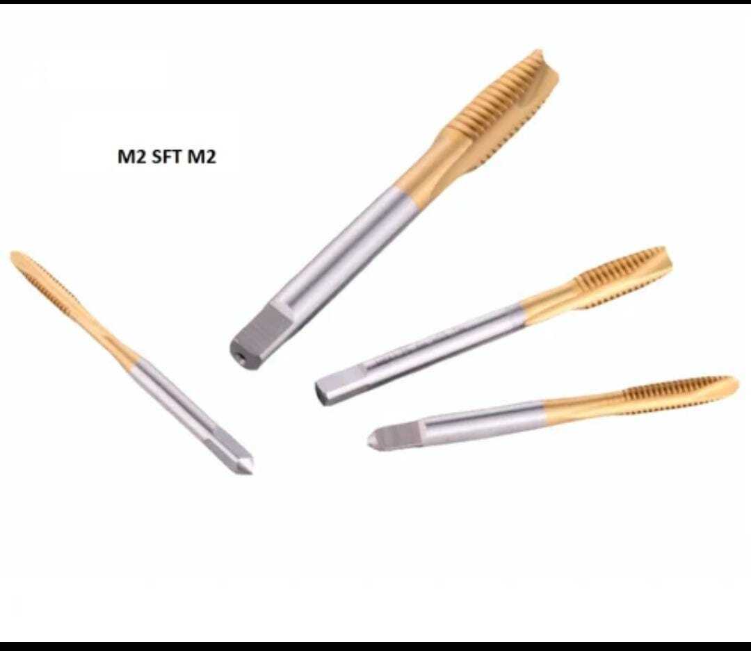 M2 Sft M2 Hss-e Tin Coated Taps - High-speed Steel, Silver & Gold Color | Cnc Machine Usage, Strength, Hardness & Abrasion Resistance Features
