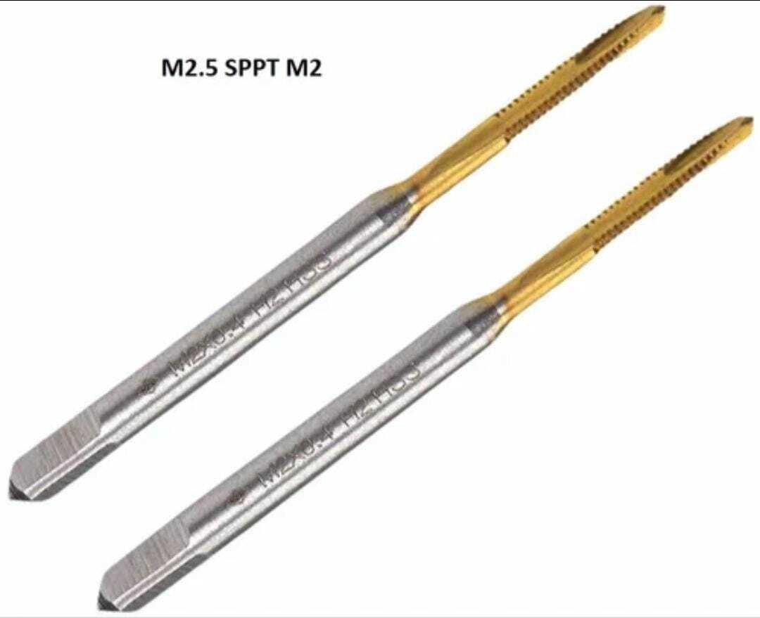 M2.5 Sppt M2 Hss-e Tin Coated Taps - High-speed Steel, Silver And Gold Finish | Cnc Machine Compatible, Exceptional Hot Hardness And Abrasion Resistance