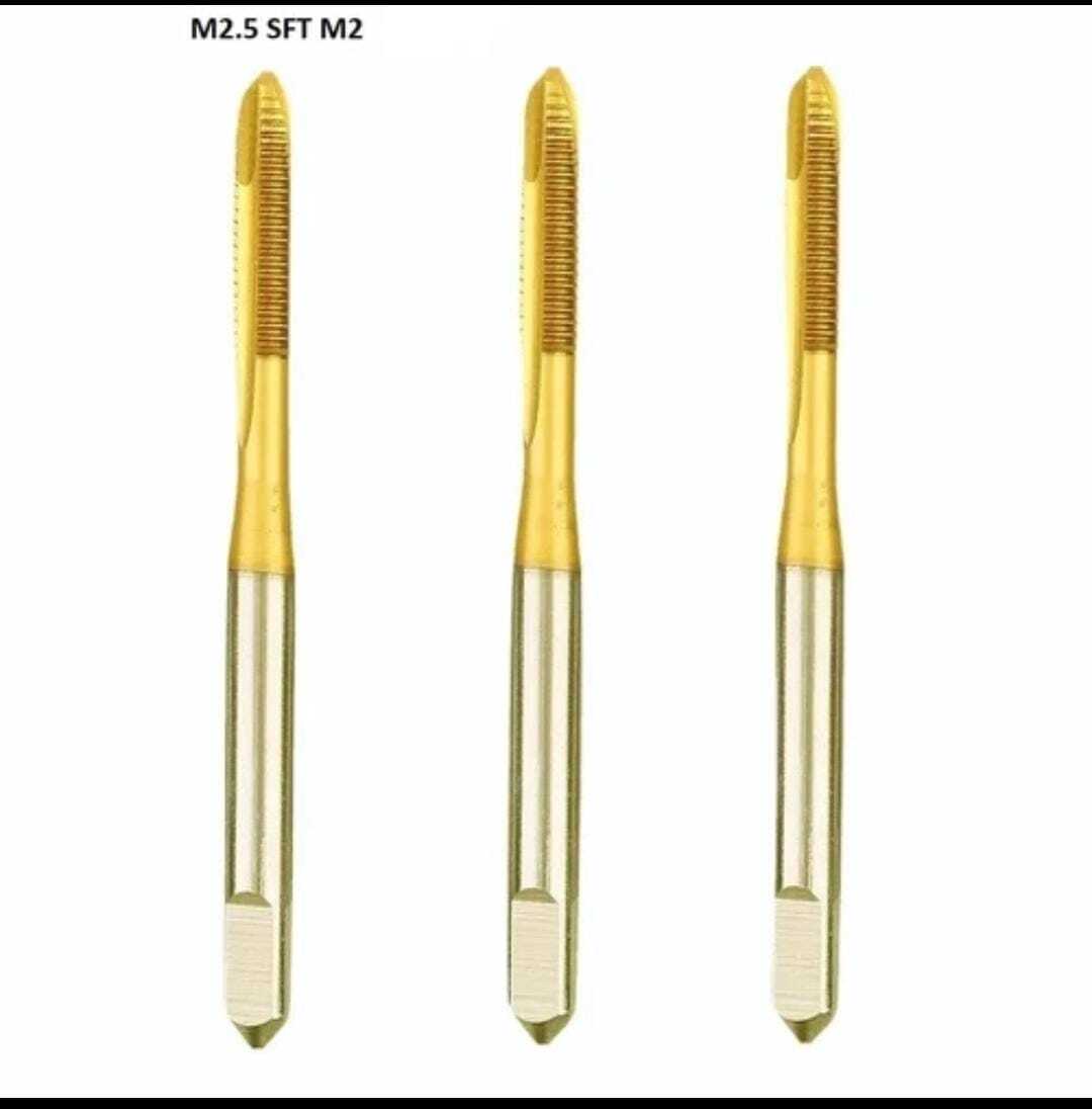 M2.5 Sft M2 Hss-e Tin Coated Taps - High-speed Steel, Cnc Machine Compatible | Silver & Gold Finish, Enhanced Abrasion Resistance, Superior Hardness