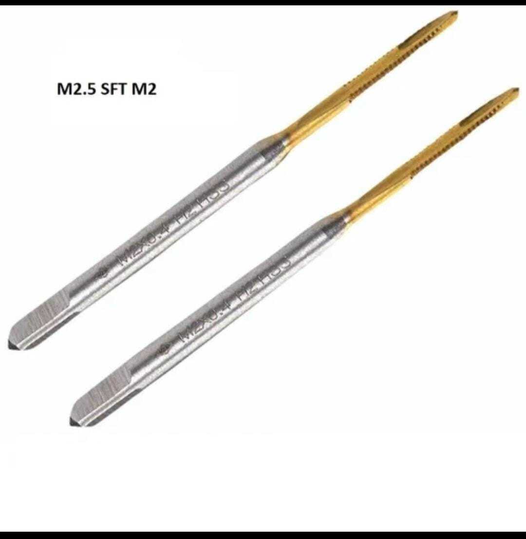 M2.5 Sft M2 Hss-e Tin Coated Taps - High-speed Steel, Cnc Machine Compatible | Silver & Gold Finish, Enhanced Abrasion Resistance, Superior Hardness
