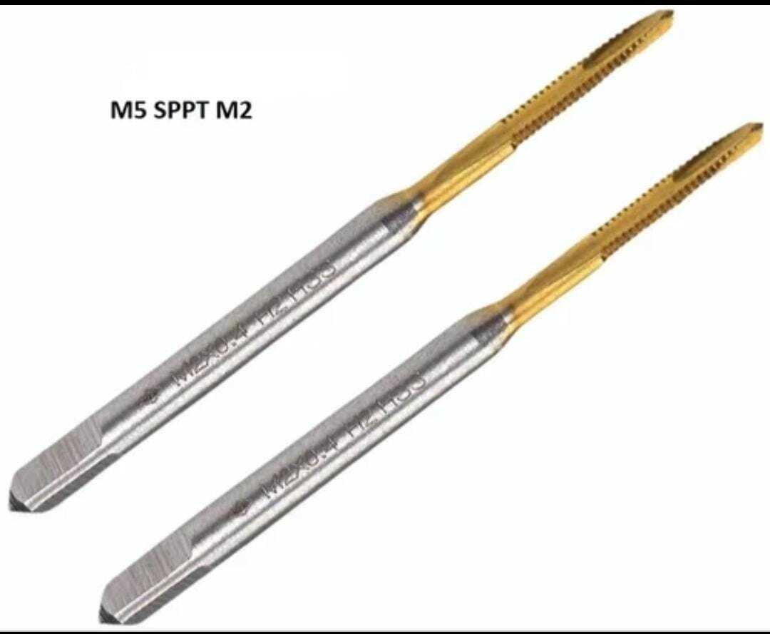 M5 Sppt M2 Hss-e Tin Coated Taps - High-speed Steel, Silver And Gold, Cnc Machine Compatibility | Strength, Hardness, Abrasion Resistance