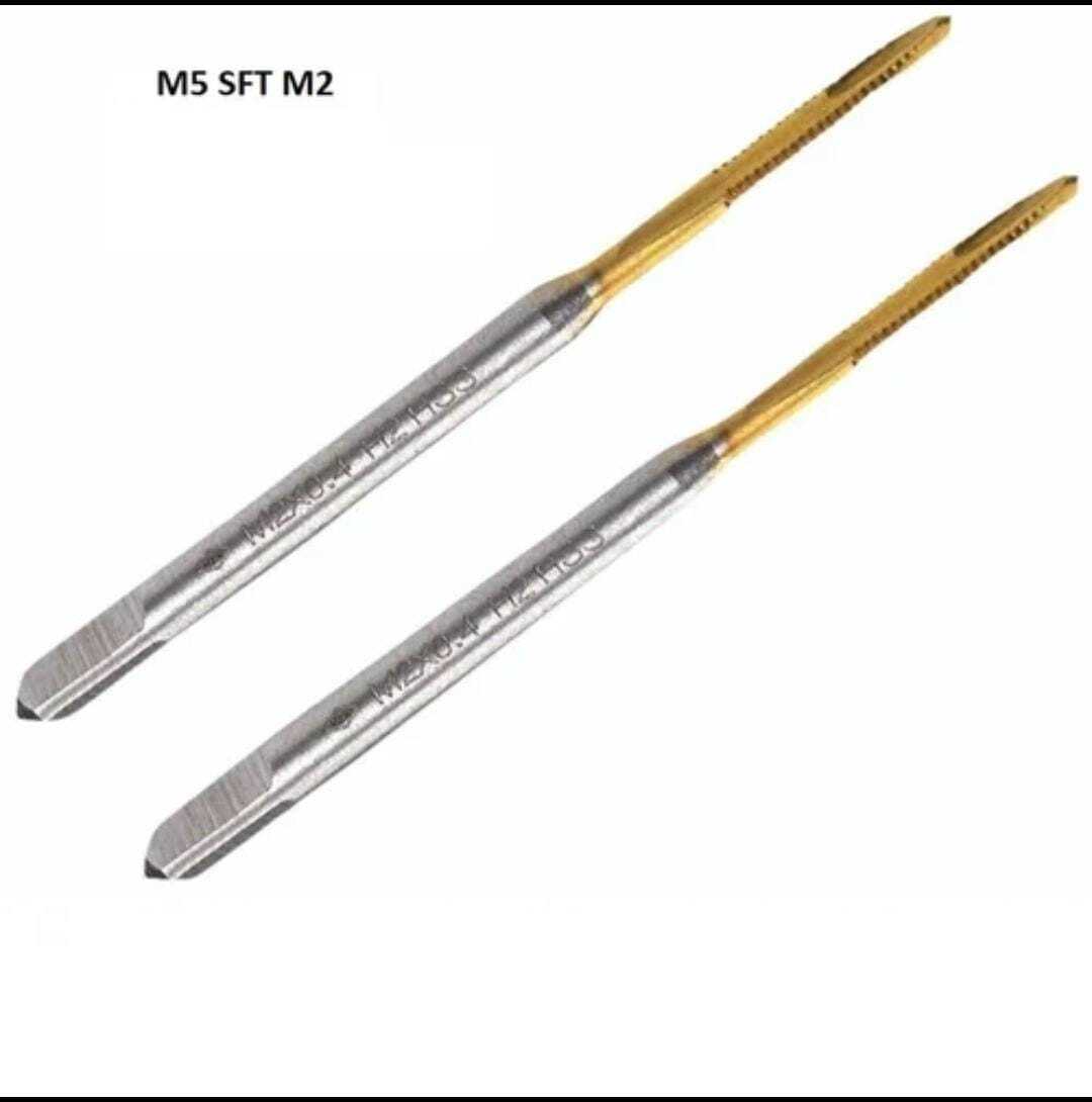 M5 Sft M2 Hss-e Tin Coated Taps - High-speed Steel,  High Strength & Hardness | Silver & Gold Colors, Ideal For Cnc Machine Usage