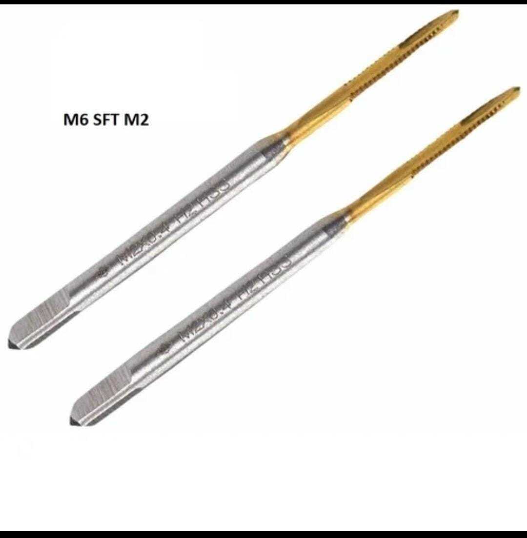 M6 Sft M2 Hss-e Tin Coated Taps - High-speed Steel, Silver And Gold, Cnc Machine Usage | Strength, Hardness, Abrasion Resistance