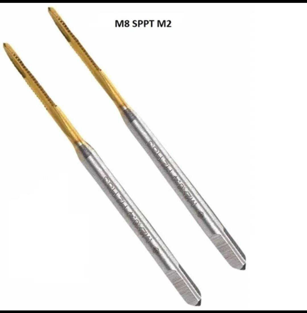 M8 Sppt M2 Hss-e Tin Coated Taps - High-speed Steel, Tungsten-molybdenum | Silver & Gold Finish, Cnc Machine Compatible, Enhanced Abrasion Resistance