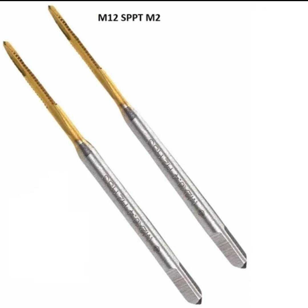 M12 Sppt M2 Hss-e Tin Coated Taps - High-speed Steel, Silver And Gold Color, Cnc Machine Usage | Enhanced Strength, Hardness & Abrasion Resistance