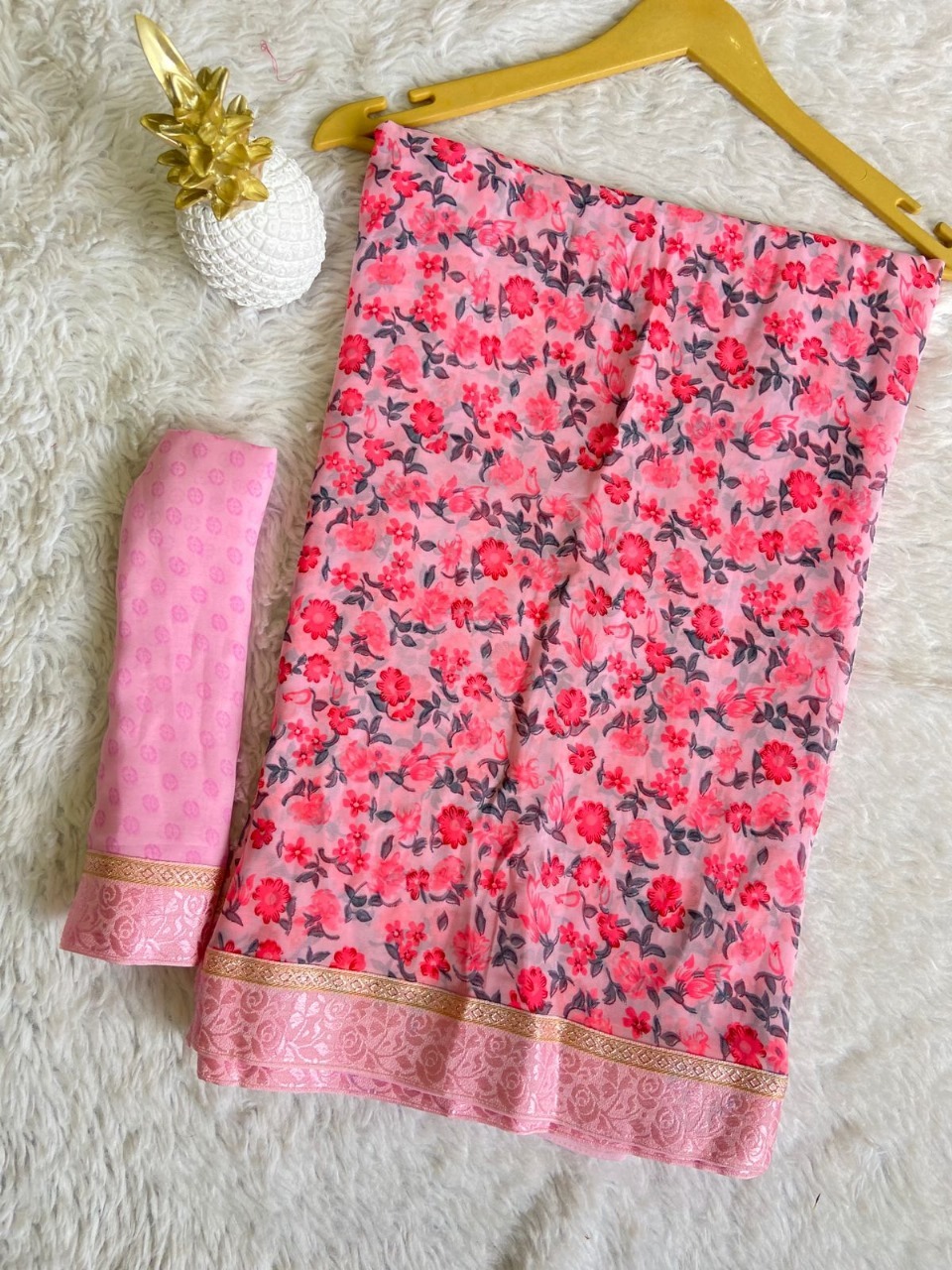 Georget Saree - Color: Red