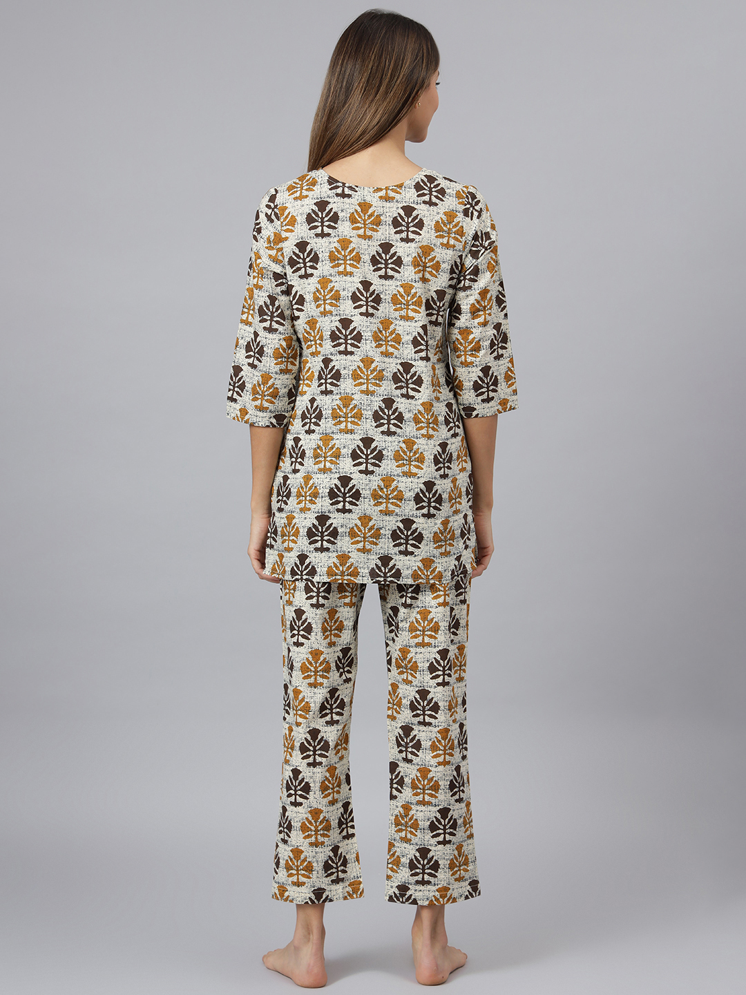 Women Night Suit - Cotton Print Kurta Pant Set , Multi-color Full Sleeves Design With Quick Dry And Water Proof Features