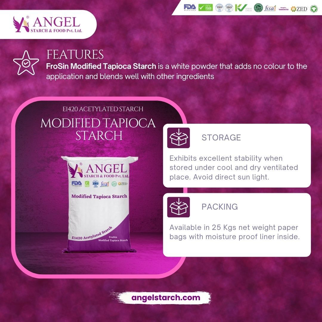 Modified Starch E1420 Acetylated Modified Tapioca Starch - High Purity Powder | Vegan, Gluten-free, Texturing Agent, Mouthfeel Enhancer, Yield Improver