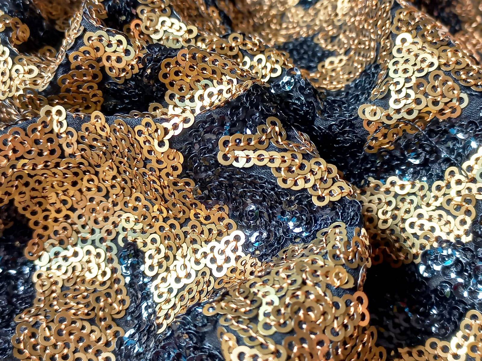 Gold And Black Sequin Fabric For Ladies In India - Material: Cotton