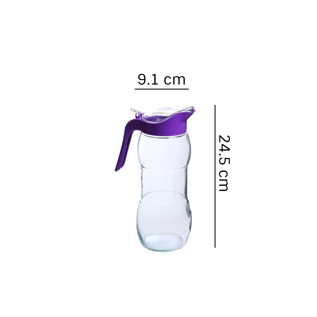 Lisa Jug - 1500ml, Soda Lime Glass, Transparent, Food Grade Quality, Dishwasher Safe, Includes Removable Purple Lid, Ideal For Water, Juices, And Beverages