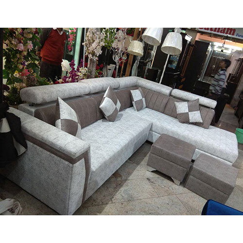 L Shape Modern Sofa Set - Fabric, Inflatable Design, Eco-Friendly, Suitable for Indoor Use , Modern Aesthetic with Convenient Zipper Cushions