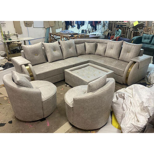 L Shape Corner Sofa Set - Fabric Material, Eco-friendly Design | Modern Indian Style, Indoor Furniture For Dining And Living Rooms