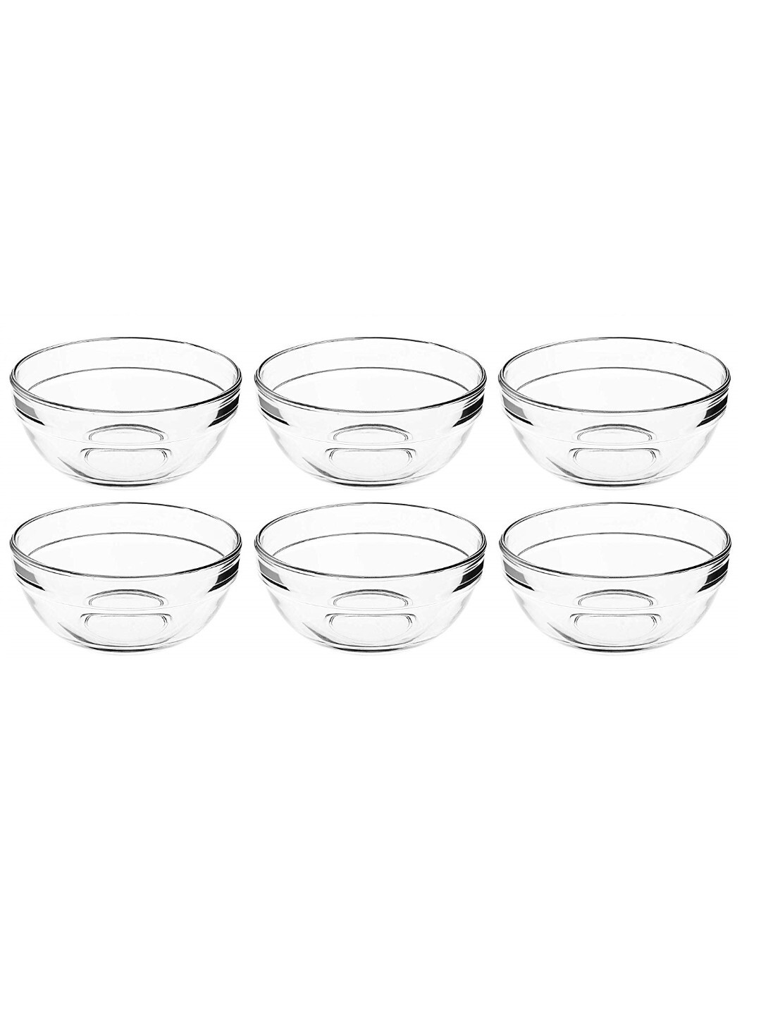 Transparent Uniglass Stackable Dessert Glass Bowls Set (Transparent 240ml) Set Of 6