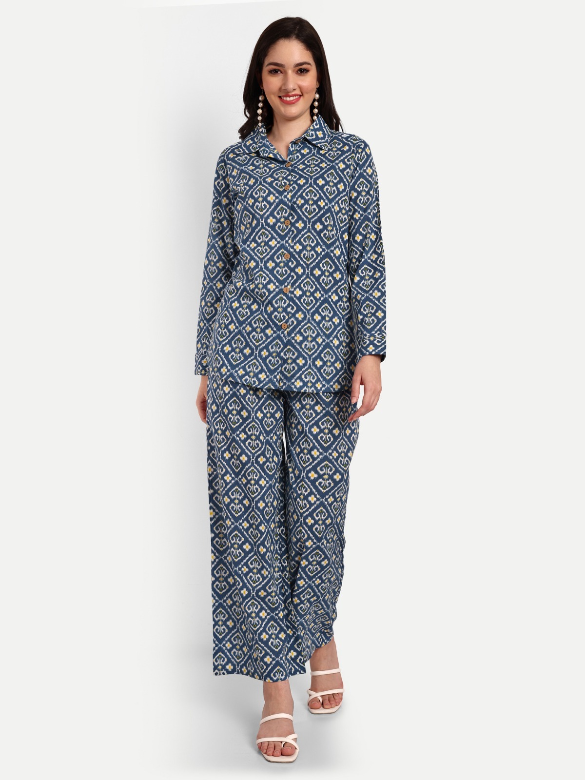Blue Shirt Style Co-ord Sets - Ethnic Region: Indian