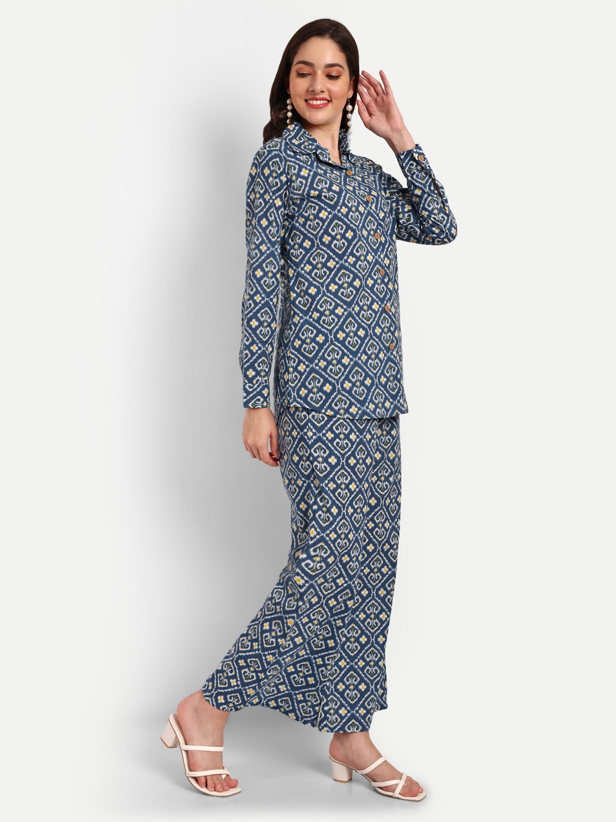 Blue Shirt Style Co-ord Sets - Ethnic Region: Indian