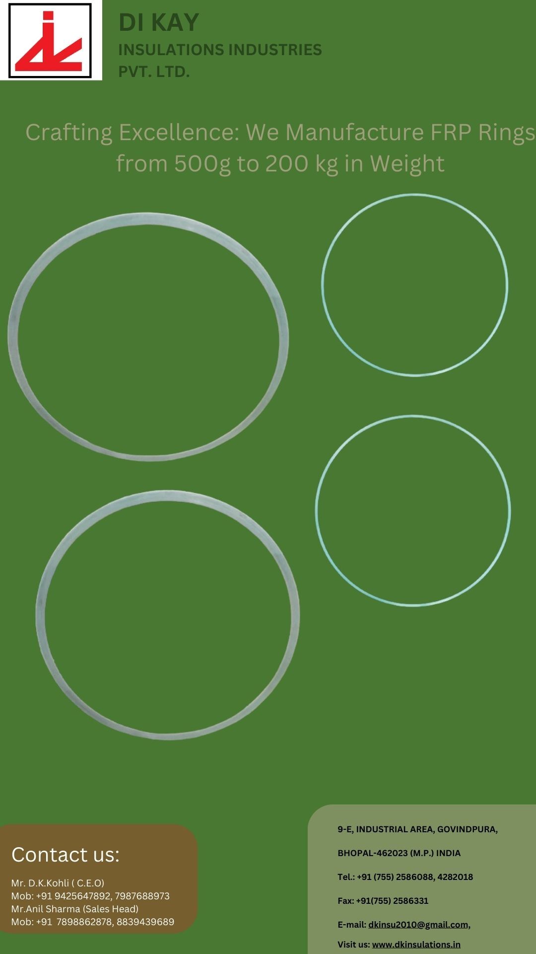 Frp Rings - Frp Composite (Epoxy), 500g To 200kg | Superior Mechanical Strength, Impressive Dielectric Properties, Natural Color