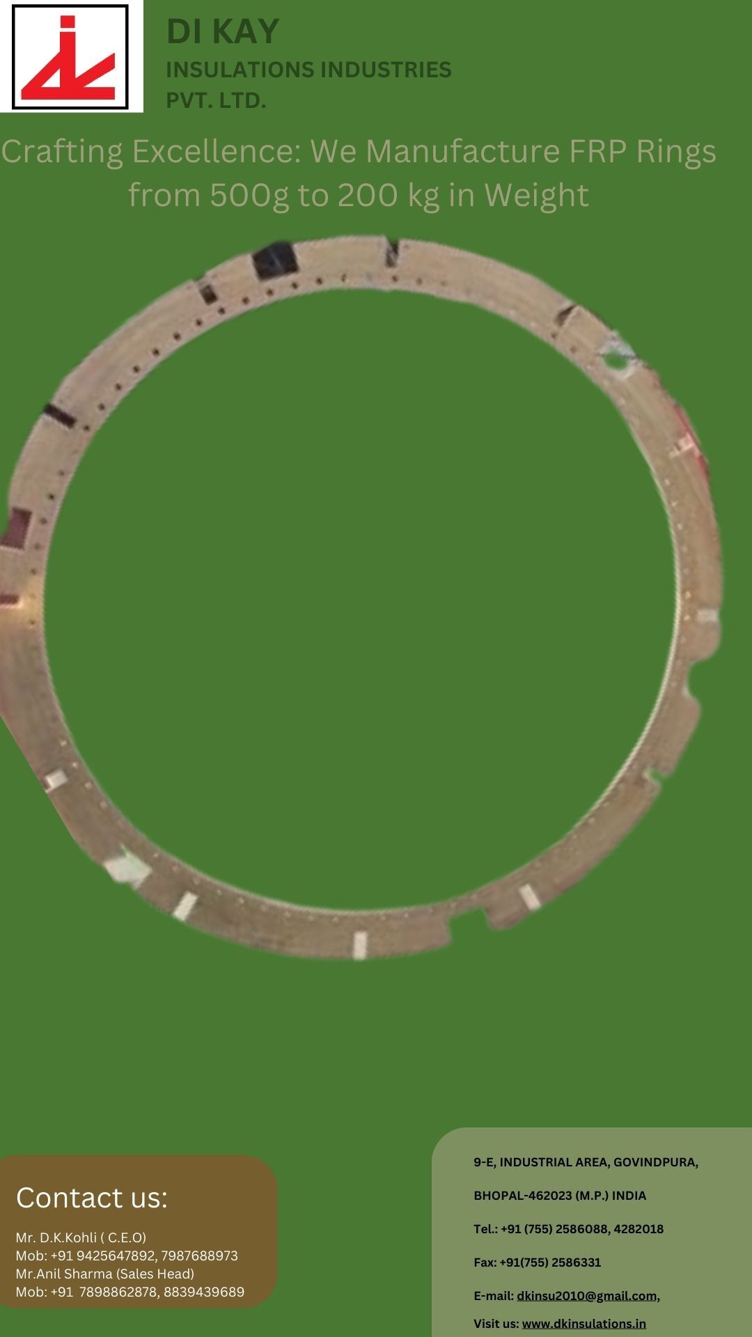 Frp Rings - Frp Composite (Epoxy), 500g To 200kg | Superior Mechanical Strength, Impressive Dielectric Properties, Natural Color