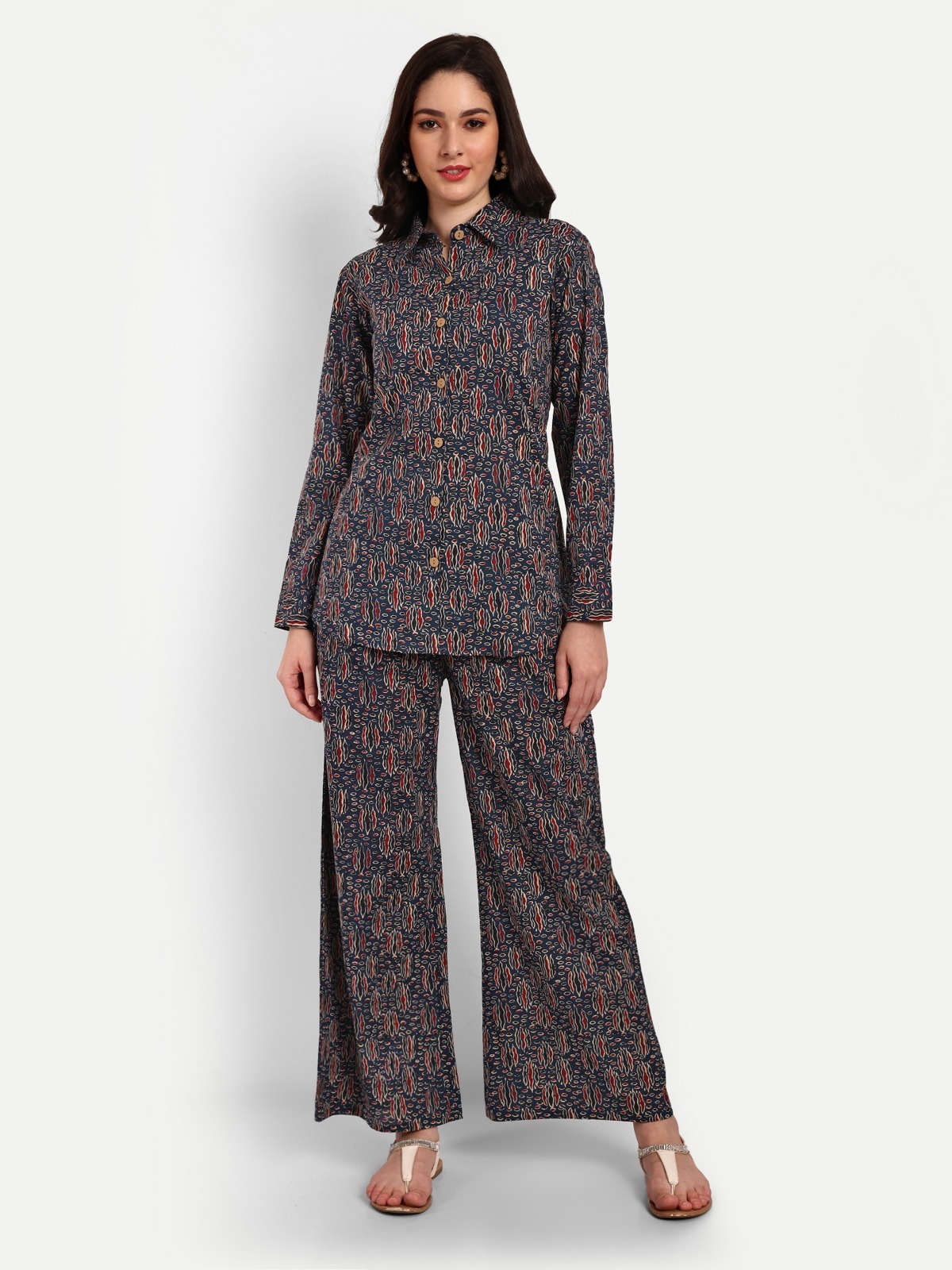 Dark Blue Shirt Style Coord Sets - Ethnic Region: Indian