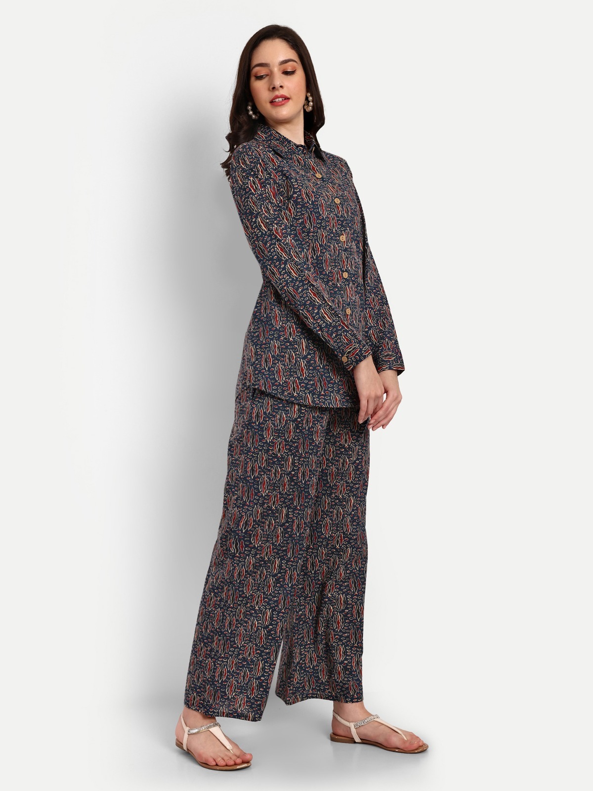 Dark Blue Shirt Style Coord Sets - Ethnic Region: Indian