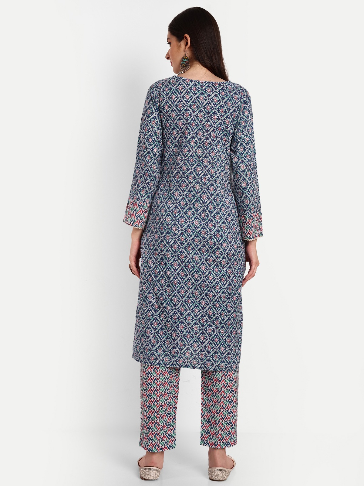 Blue Kurti Pant Set With Dupatta