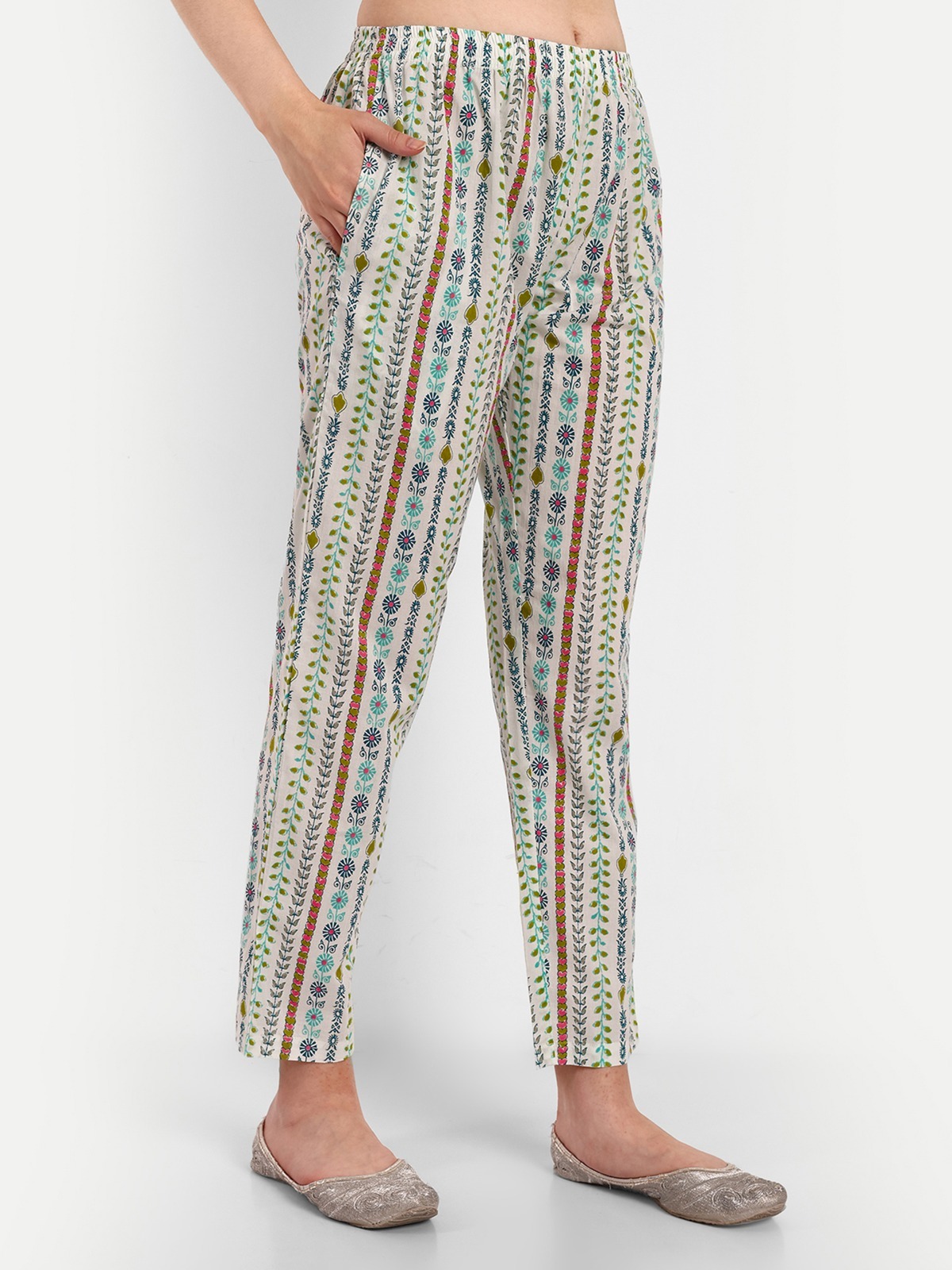 Green Alia Cut Kurti Pant Set With Dupatta - Decoration Material: Sequins