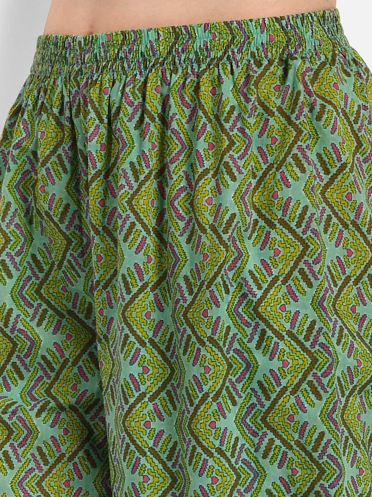 Green Kurti Afghani Pant Set With Dupatta