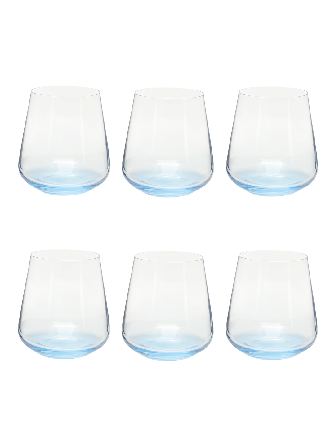 Transparent Whiskey Glass 400 Ml Set Of 6 Pcs Blue Base Bohemia Crystal Siesta