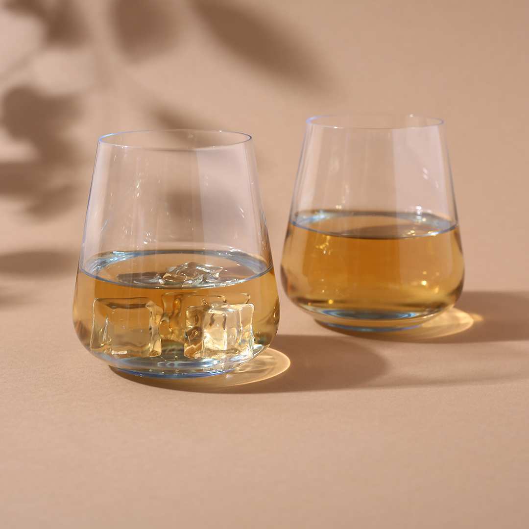 Transparent Whiskey Glass 400 Ml Set Of 6 Pcs Blue Base Bohemia Crystal Siesta