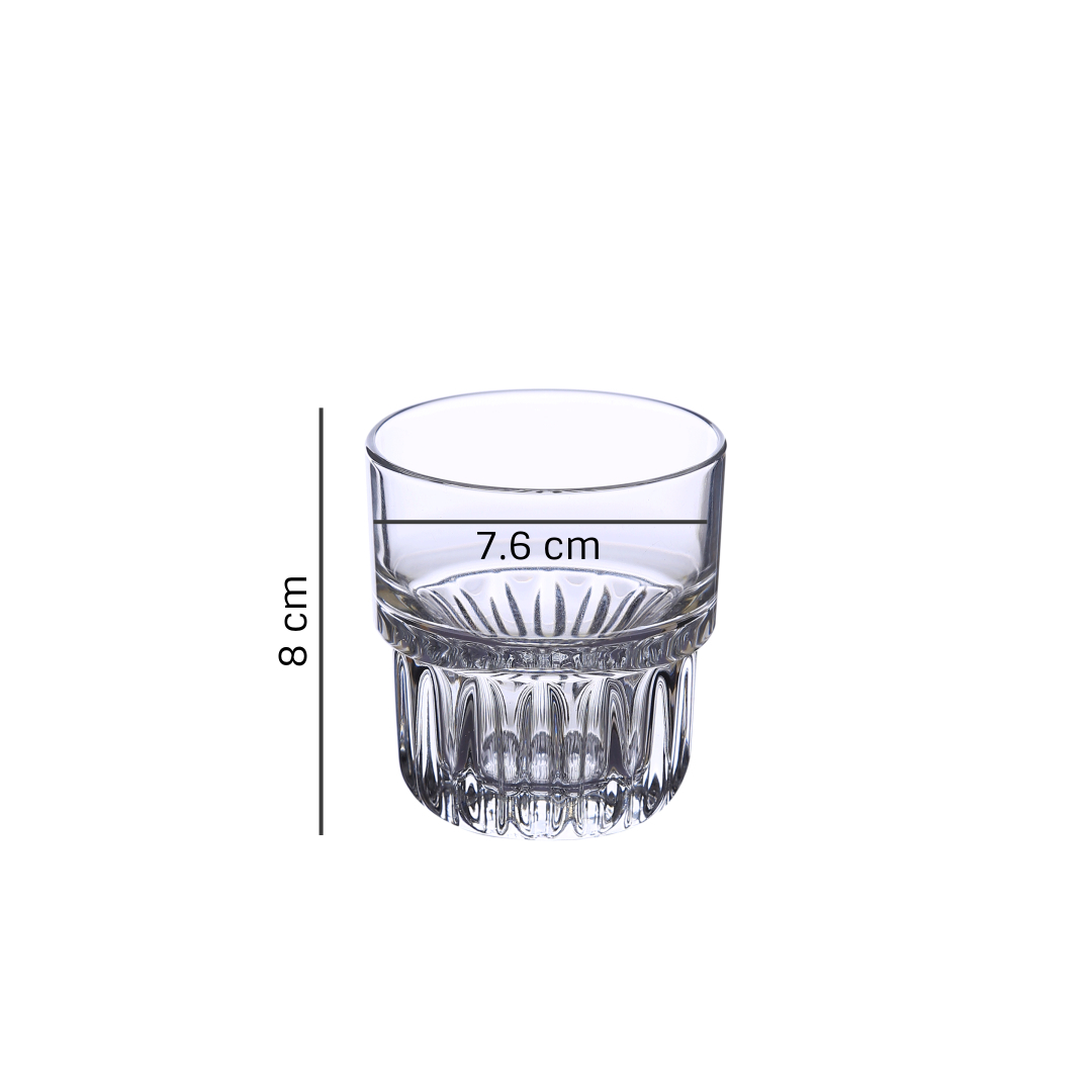 Uniglass Hills Small Water And Juice Glass Set 205ml - Soda Lime Glass, 8.2x7.6 Cm, Transparent, Smooth Finish | Dishwasher-friendly, 6-piece Packaging