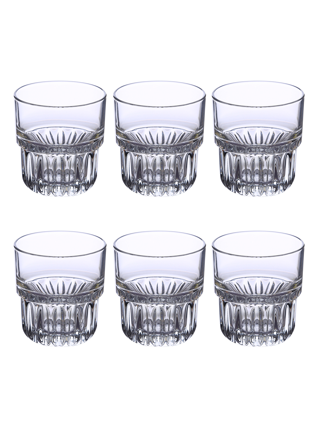 Uniglass Hills Small Water And Juice Glass Set 205ml - Soda Lime Glass, 8.2x7.6 Cm, Transparent, Smooth Finish | Dishwasher-friendly, 6-piece Packaging