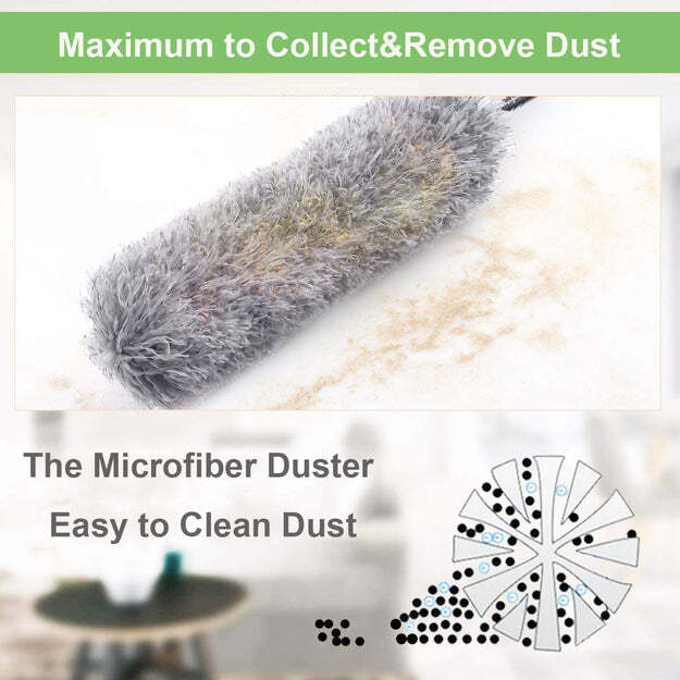 Microfiber Dusters For Cleaning Telescoping Feather Duster With 100 Inches Extendable Handle Pole (1279)