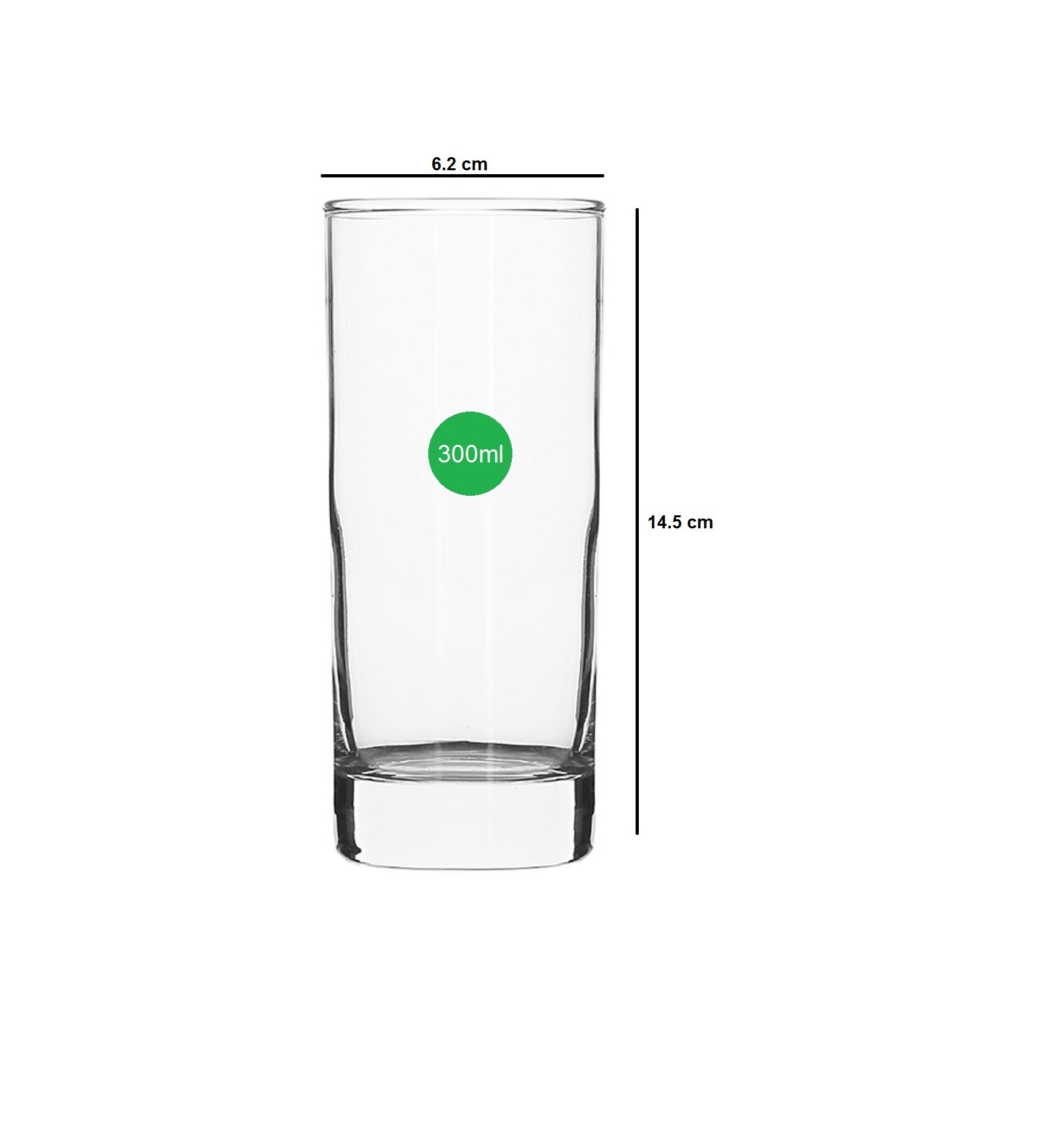 Smartserve Highball Glass Set Of 6 300ml Gift Box - Soda Lime Glass, 14.5x6.2 Cm, Crystal Clear, Durable, Dishwasher Safe, Elegant Design