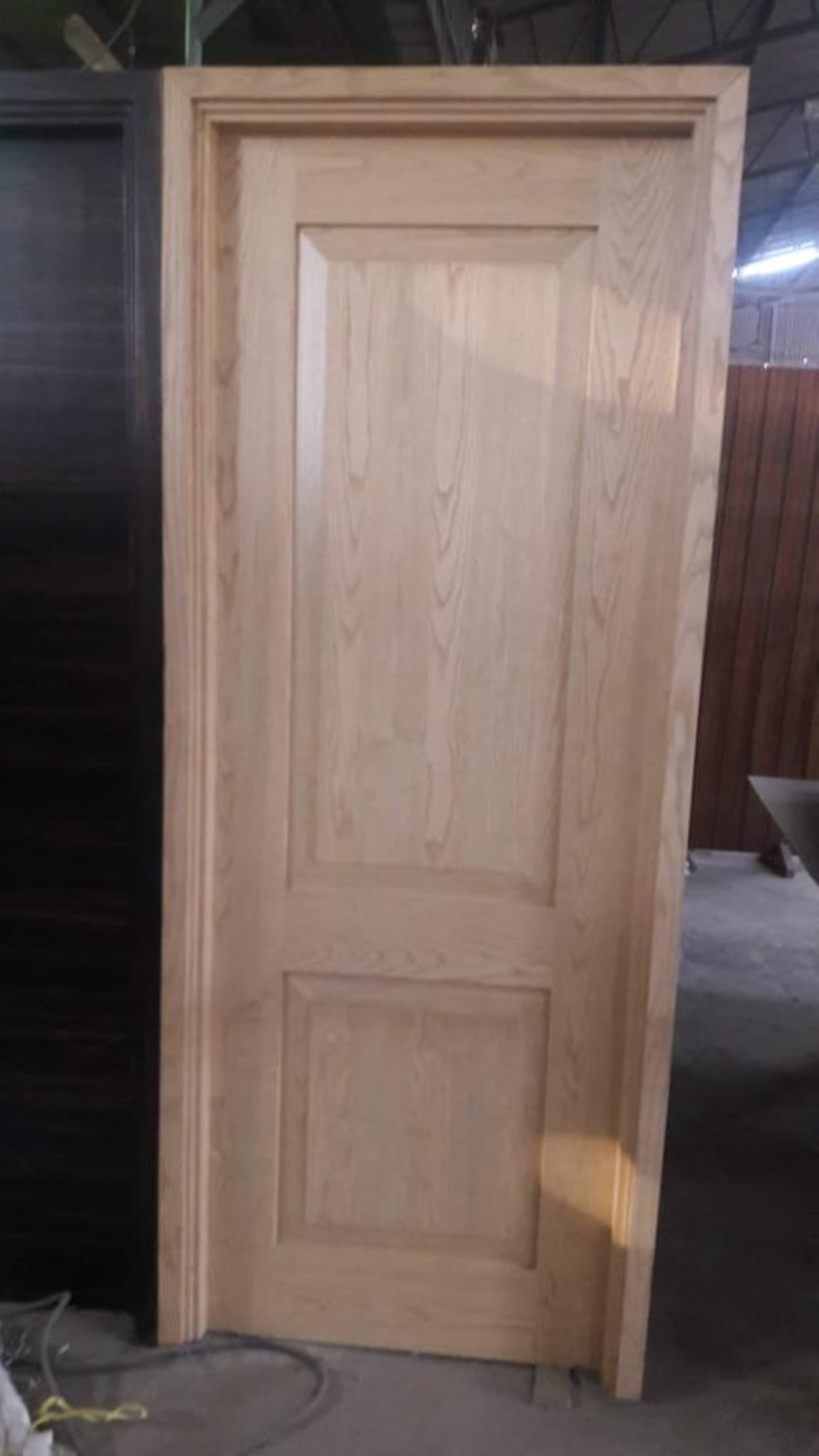 Engineering Doors - Metal Frame, Standard Dimensions, Matte Black | Modern Textured Panel Design, Fixed Glass Panel, Central Vertical Lock Handle