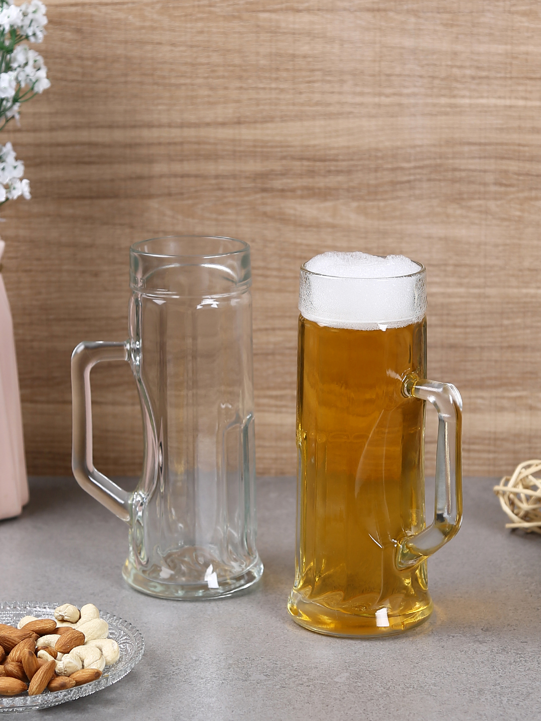 Smartserve Premium Ribbed Beer Glass Mug Set 550ml - Color: Transparent