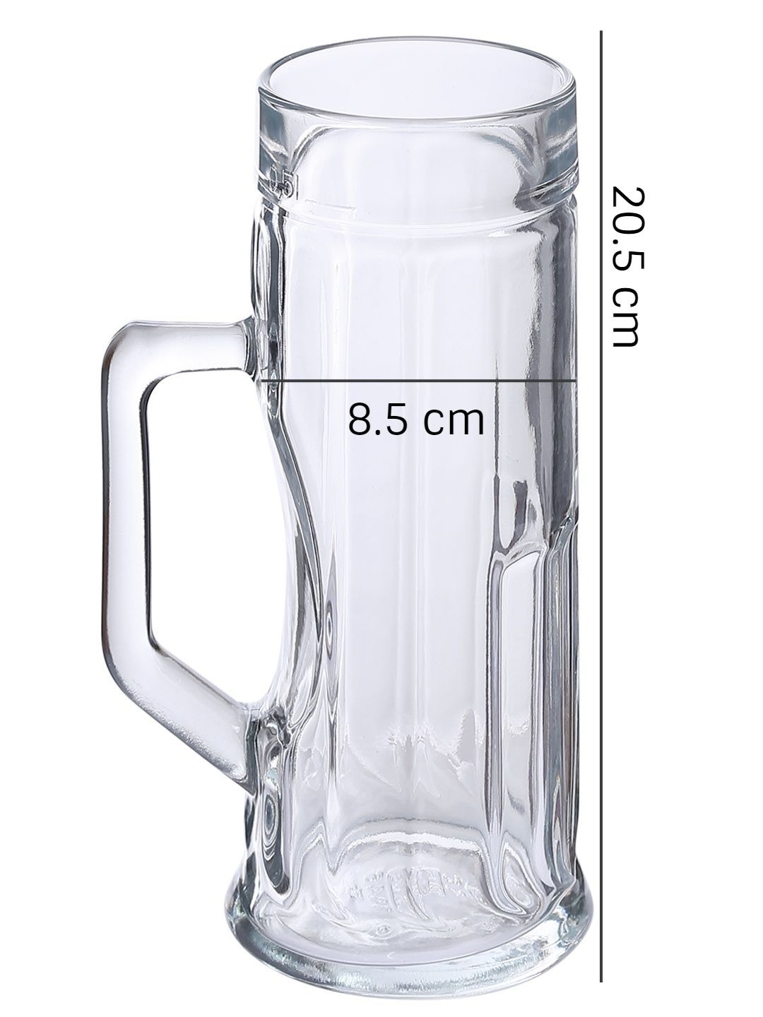 Smartserve Premium Ribbed Beer Glass Mug Set 550ml - Color: Transparent
