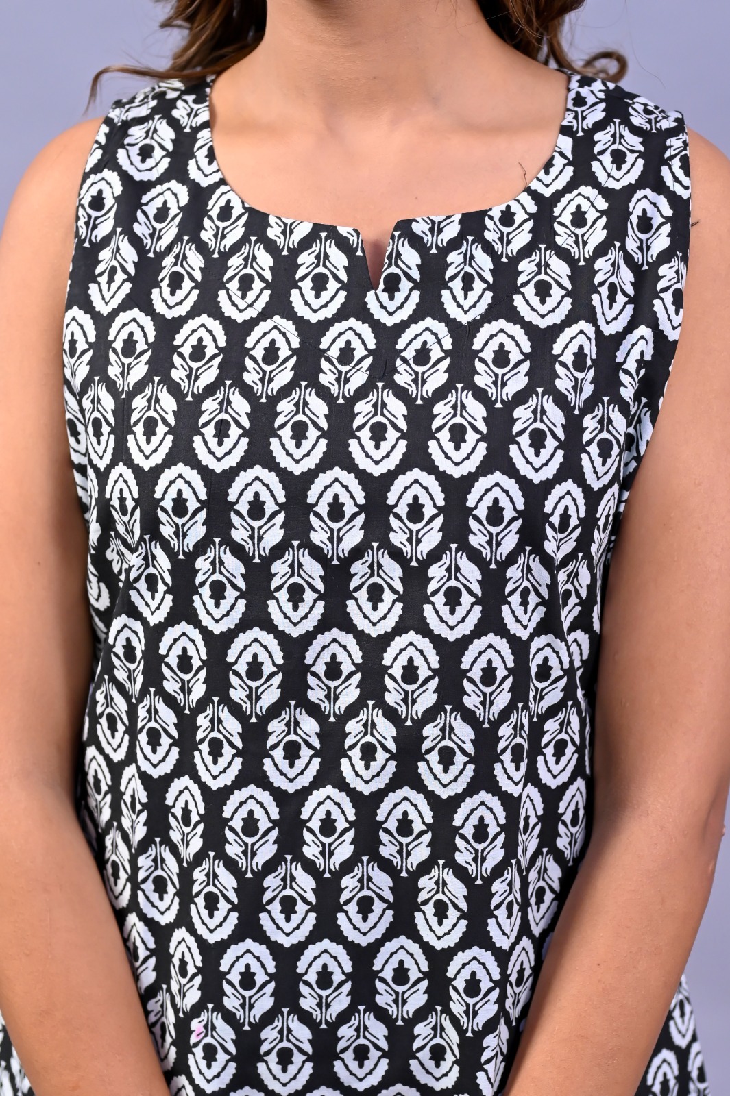 Ladies Top Bottom Set - Cotton, Sizes S To Xl, Black | Cute Printed Night Wear, Sleeveless Design For Comfortable Home Lounge Wear
