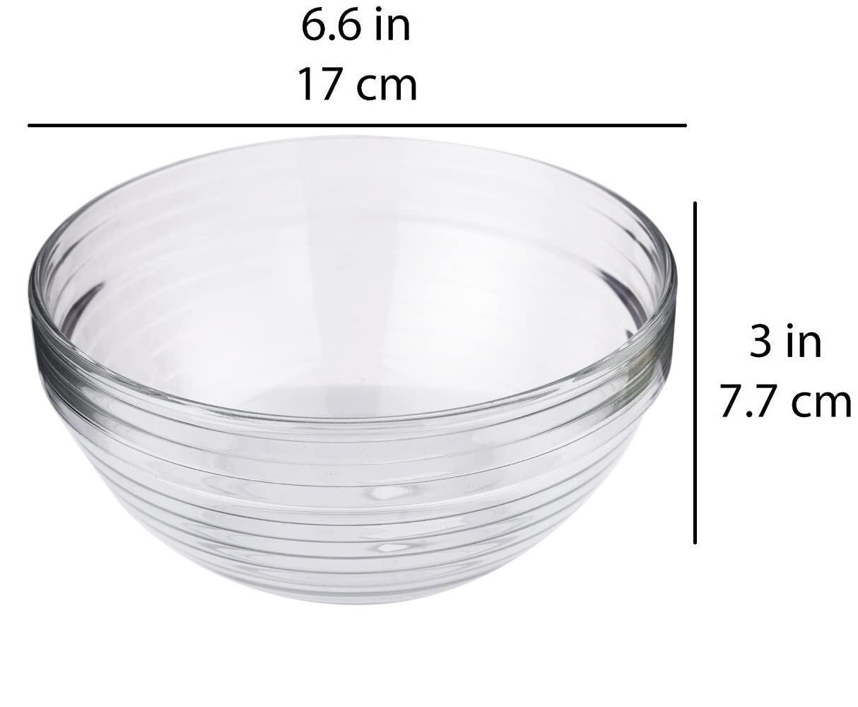 Smartserve Imported Kyklos Stackable Glass Bowl Lines Set 1080ml Set Of 3 - Color: Transparent
