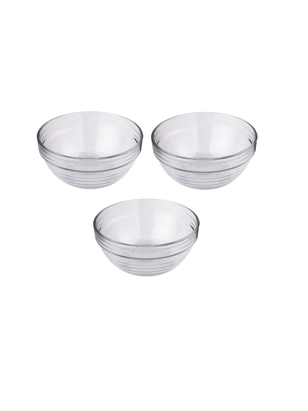 Smartserve Imported Kyklos Stackable Glass Bowl Lines Set 1080ml Set Of 3 - Color: Transparent