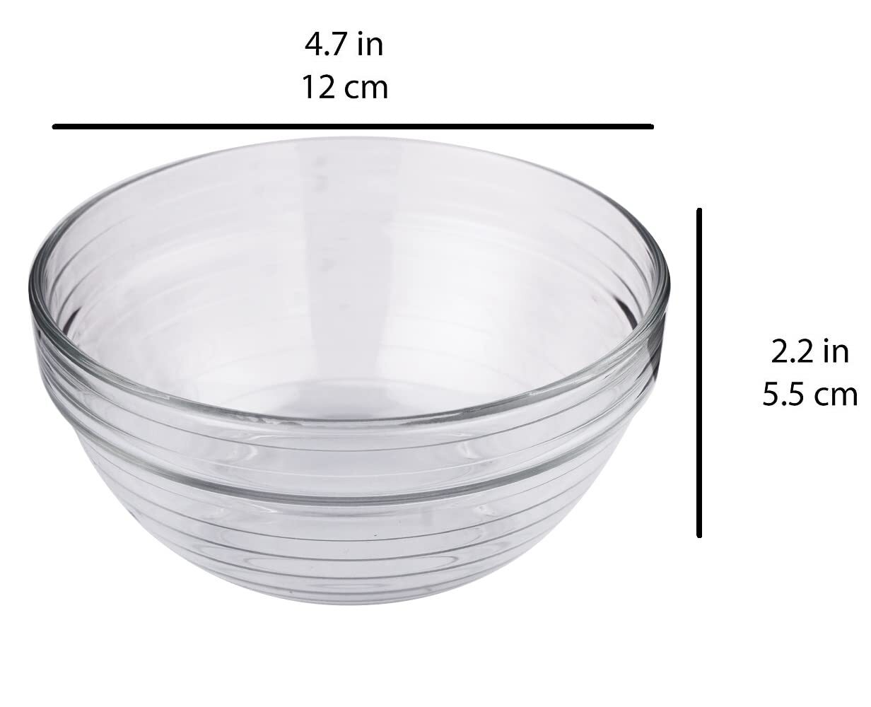 Smartserve Imported Kyklos Stackable Glass Bowl Lines Set 370ml Set Of 6 - Color: Transparent