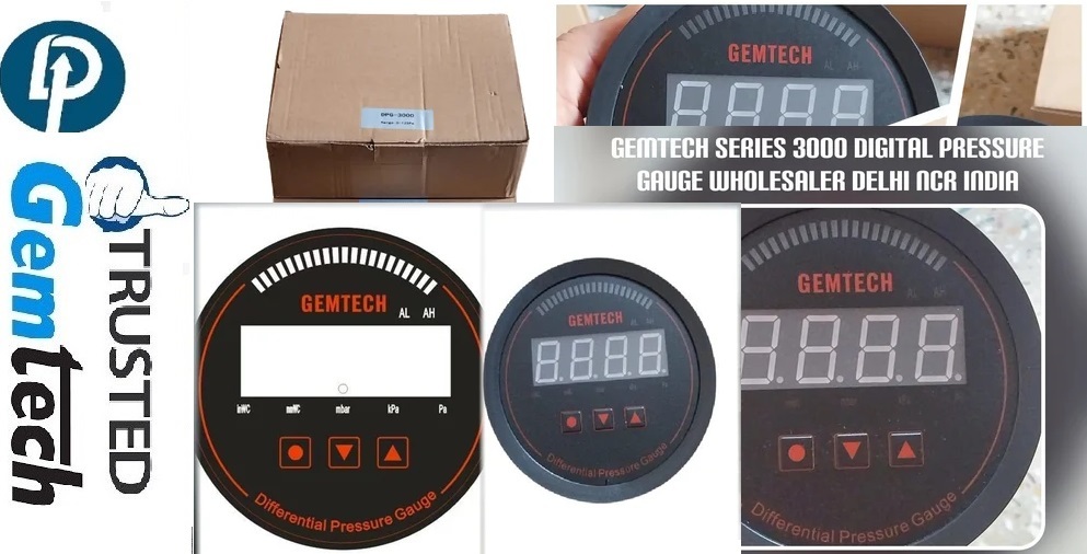 Gemtech Series 3000 Digital Pressure Gauge With Alarm Range 0 To 10000 Pascal For Vitthal Temple Pandharpur