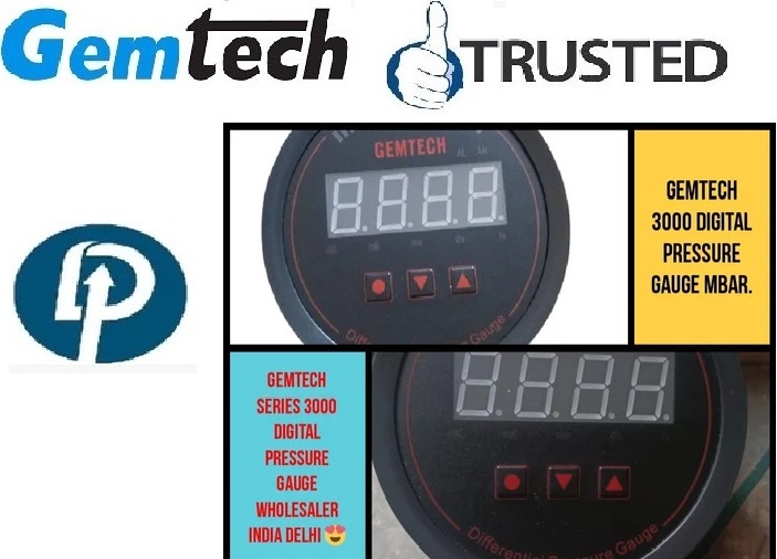 Gemtech Series 3000 Digital Pressure Gauge With Alarm Range 0 To 10000 Pascal For Vitthal Temple Pandharpur
